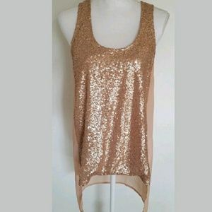 Lush Nordstrom Sequin Tank Top Blouse Medium Rose